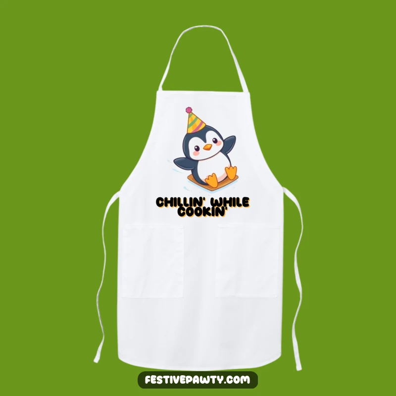 Funny Penguin Party Apron - Winter Chef Fun, Hilarious Gift!