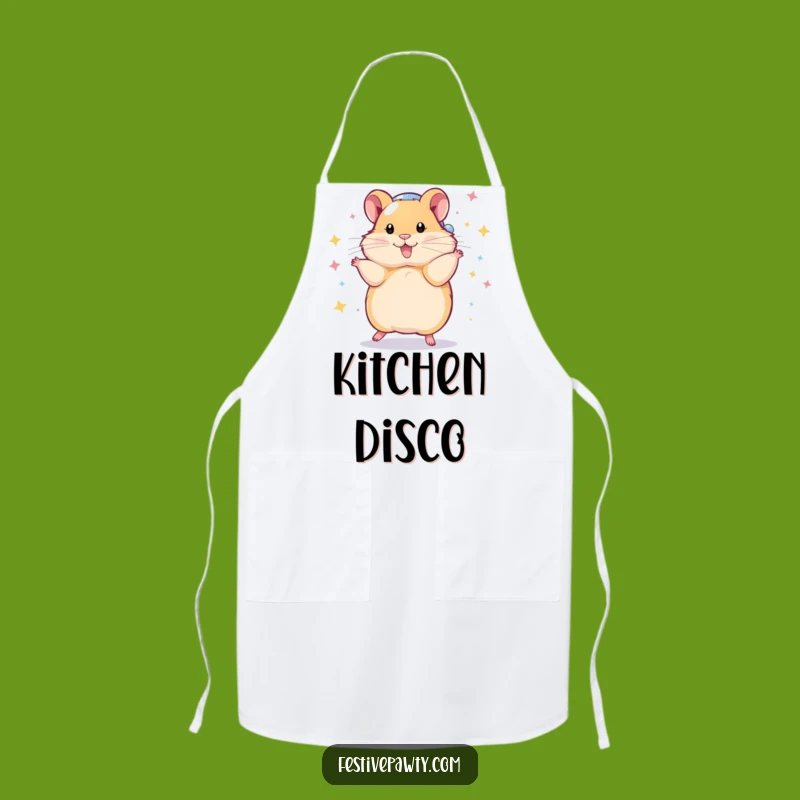 Funny Hamster Disco Apron: Chef Dancing Rodent in Disco Ball, a Funky Funny Gift!