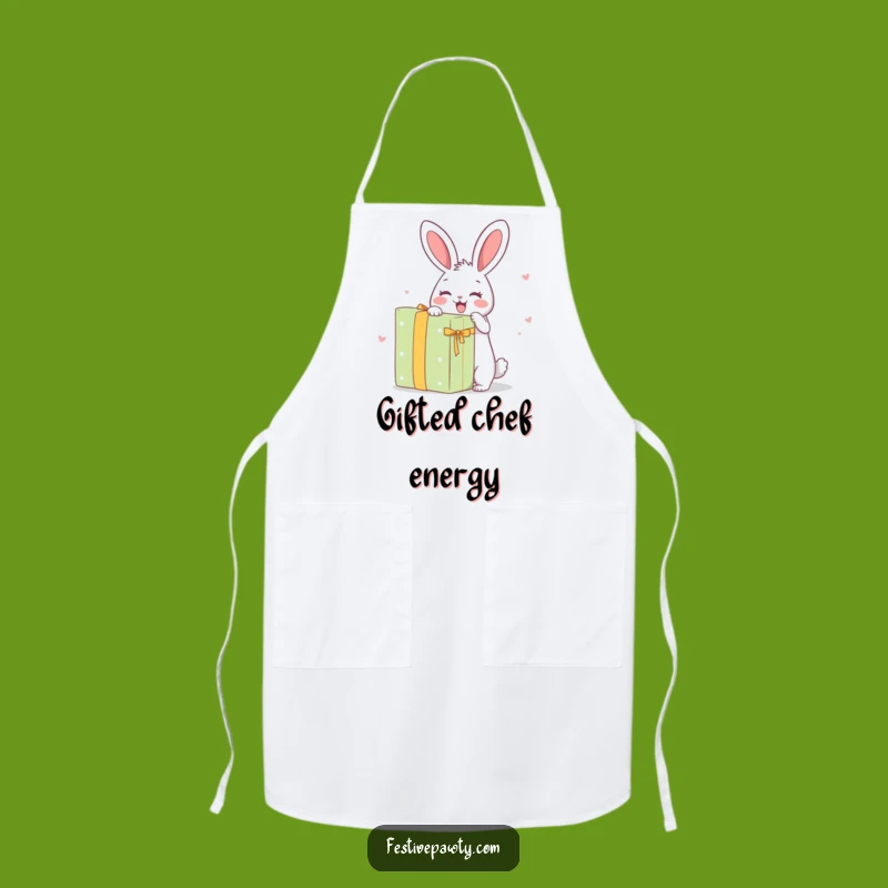 Funny Rabbit Apron: Happily Unwrapping a Giant Present
