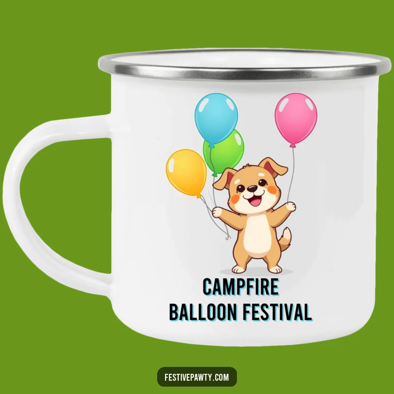 Funny Dog Juggling Camp Mug: Durable & Hilarious Gift for Adventurers