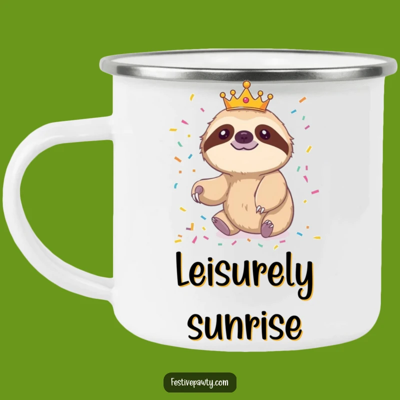 Funny Sloth Camp Mug: Cheerful Sloth Confetti for Relaxed Adventures