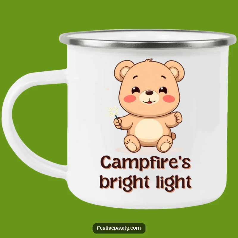 Retro Bear Sparkler Celebration Camping Mug: Adventure Ready, Fun Gift