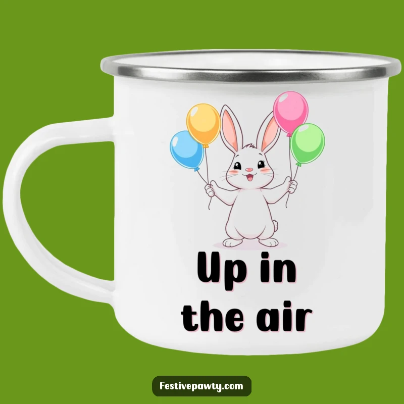 Retro Rabbit Balloon Juggling Camping Mug: Adventure Ready, Fun Gift