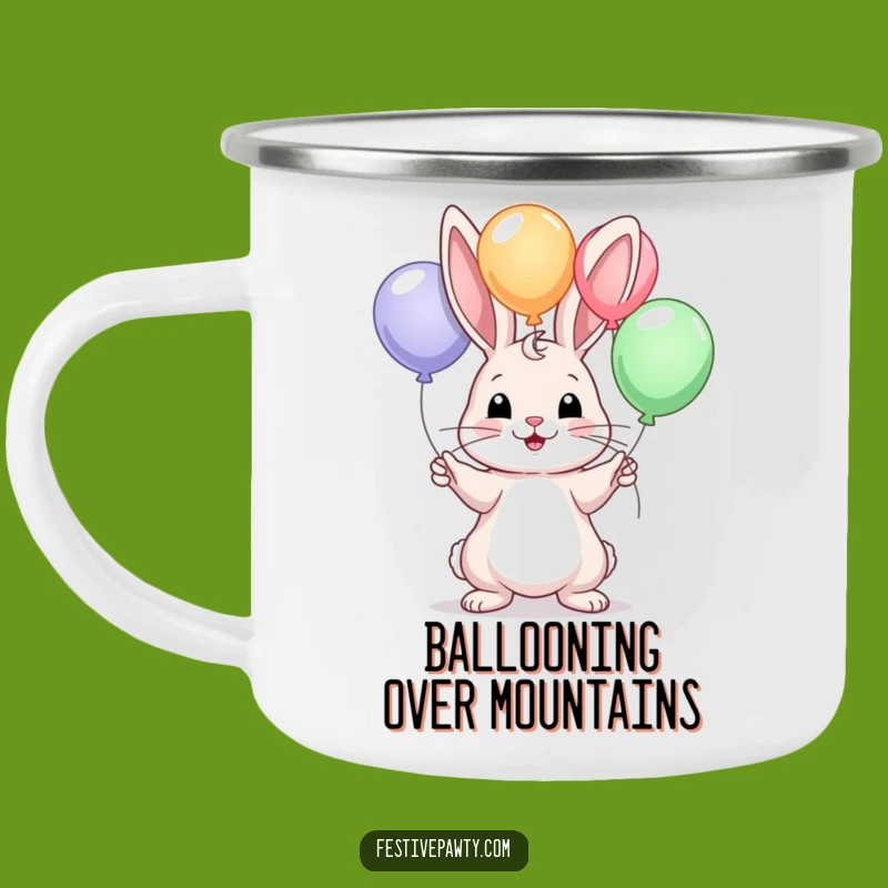 Sturdy Funny Rabbit Juggling Balloons Camping Mug - Adventure Fuel with Humorous Charm