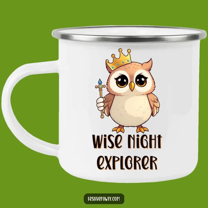 Funny Owl King Camping Mug: Proud Ruler - Rugged Humorous Gift
