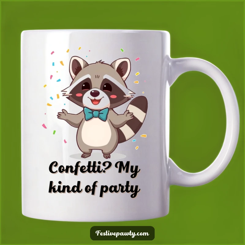 Funny Raccoon Bowtie Confetti Mug: A Hilarious Gift for Celebration Lovers