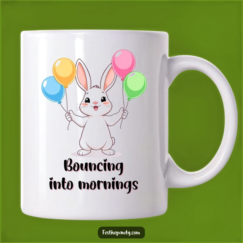Funny Rabbit Balloon Juggling Mug: Whimsical Character, Perfect Playful Gift