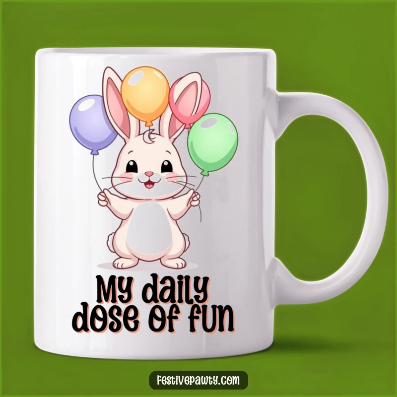 Funny Rabbit Juggling Balloons Mug - A Whimsical and Joyful Birthday Gift Idea