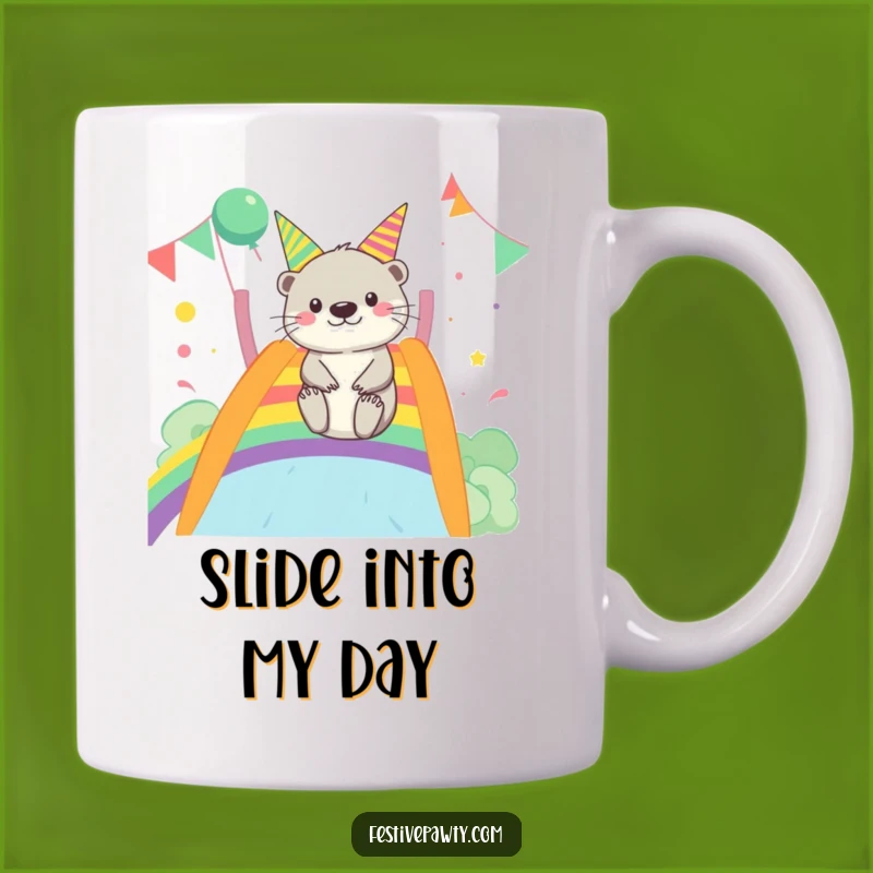 Funny Otter Rainbow Slide Mug - Merry Party Fun Gift