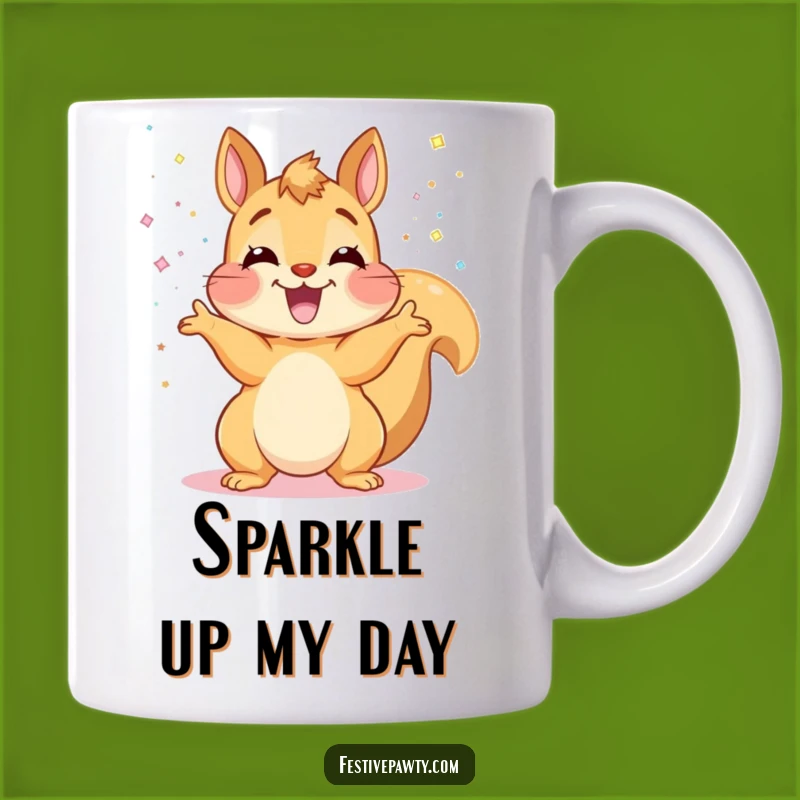 Funny Squirrel Glitter Blast Mug - Joyful & Ecstatic Party Gift