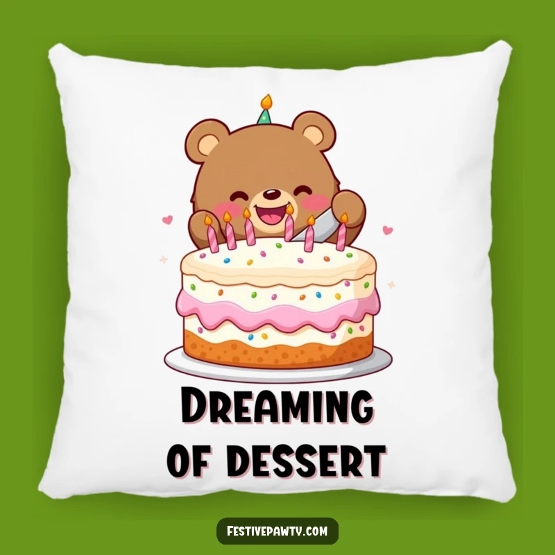 Soft Funny Birthday Bear Cake Slice Pillow - Cozy Comfort for Festive Dreamers