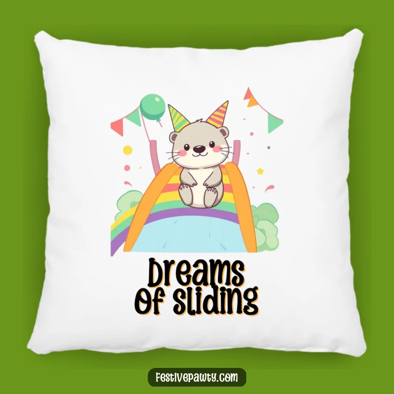 Funny Otter Pillow - Cozy Merry Rainbow Fun Gift
