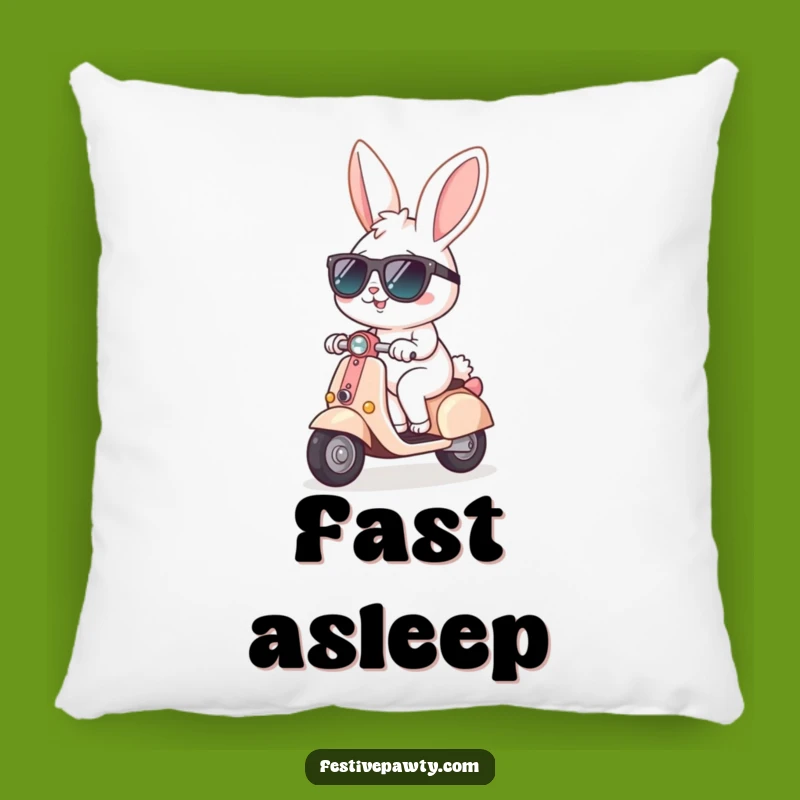 Funny Bunny Scooter Pillow: Soft Sunglasses Rabbit Decor, a Comfy Funny Gift!