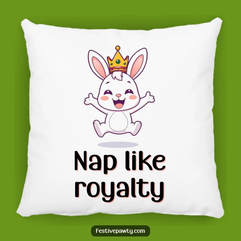 Funny Bunny Crown Pillow: Cozy Regal Comfort, Adorable Gift