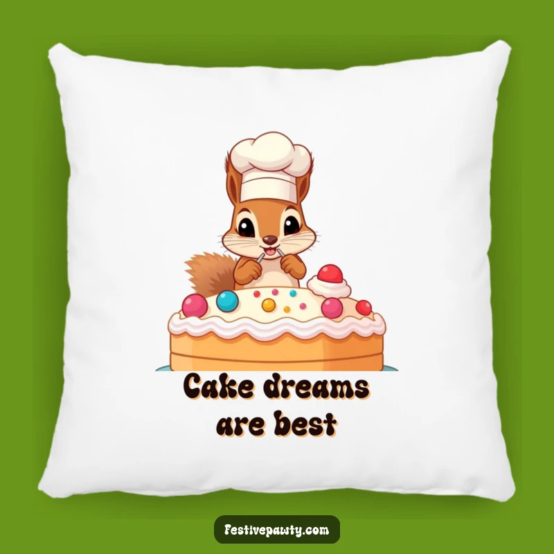 Funny Chef Squirrel Cake Decorating Pillow: Cozy Up with Baking Humor