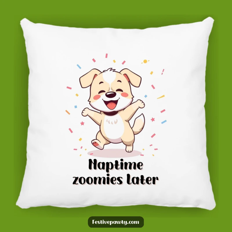 Funny Dog Pillow: Cozy Dancer with Wagging Tail & Confetti Comfort