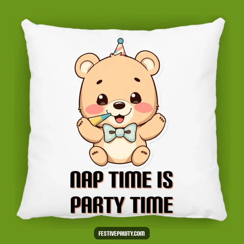 Funny Bear Cub Party Horn Pillow: Cozy & Humorous Comfort Gift