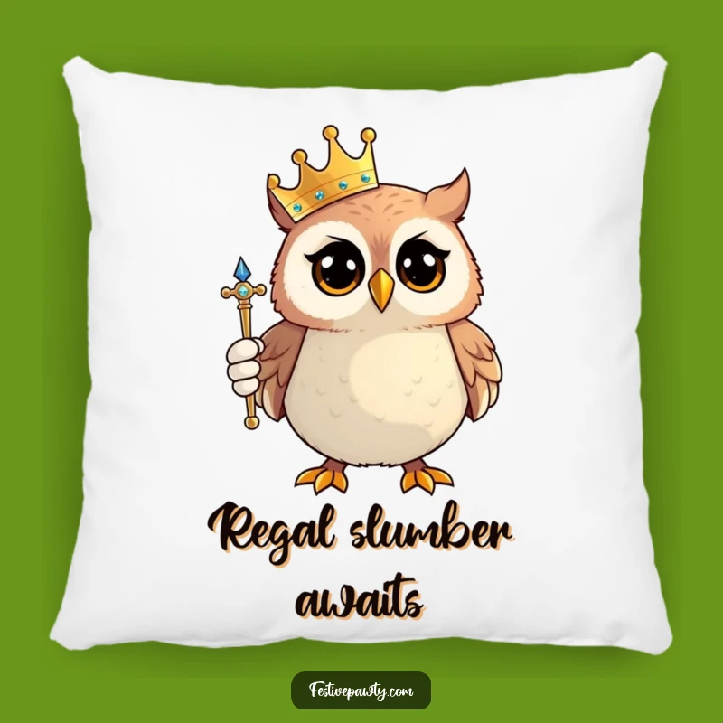 Funny Owl King Pillow: Proud Ruler - Comedic Comfort Gift