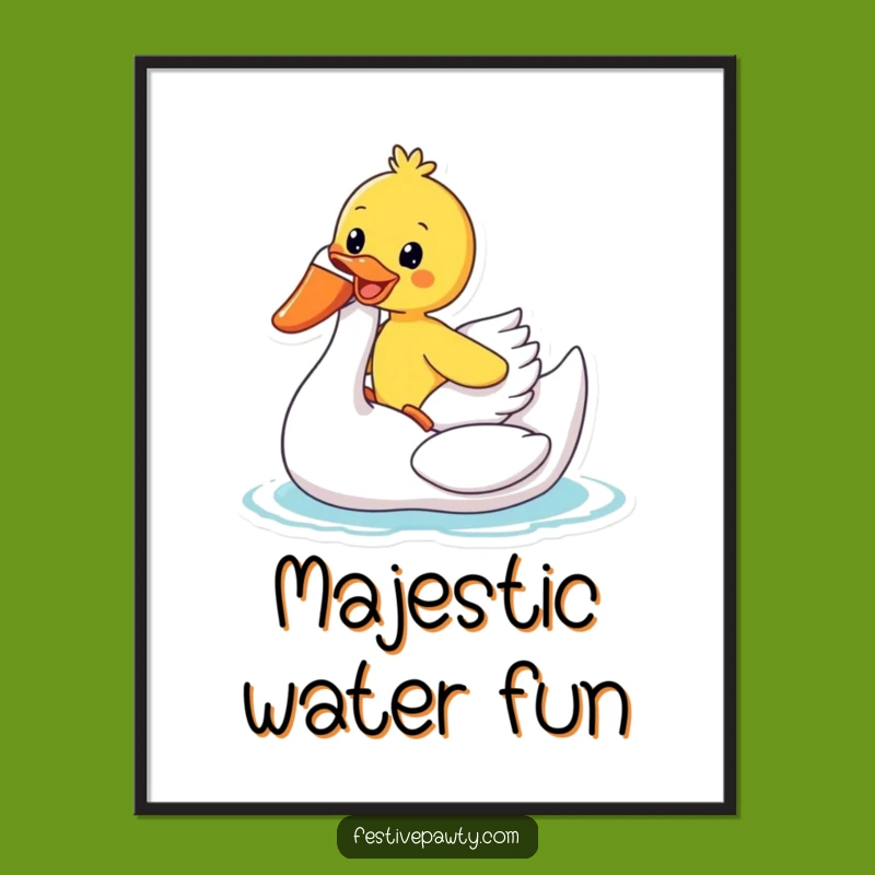 Funny Duck Swan Float Digital Art Print: Instant Summer Fun, a Perfect Funny Digital Gift
