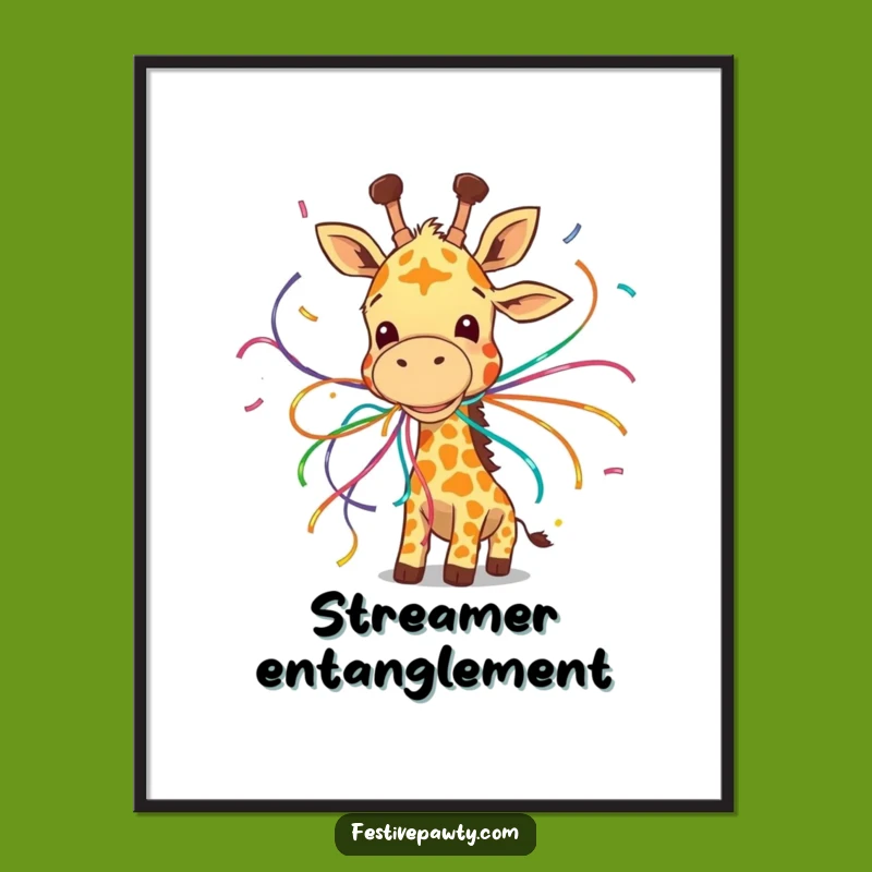 Funny Giraffe Streamer Digital Print - Party Decor, Instant Gift!