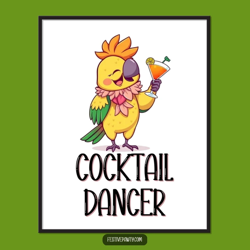 Funny Parrot Party Digital Art: Giggling Bird Download, a Festive Funny Gift!