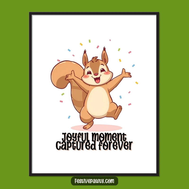 Funny Squirrel Cartwheel Digital Art: Bring Hilarious Triumph and Confetti to Your Space