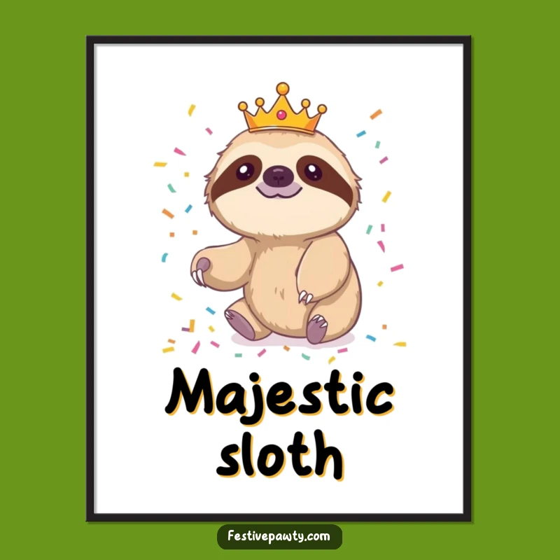 Funny Sloth Digital Art: Cheerful Sloth Confetti for Relaxed Decor