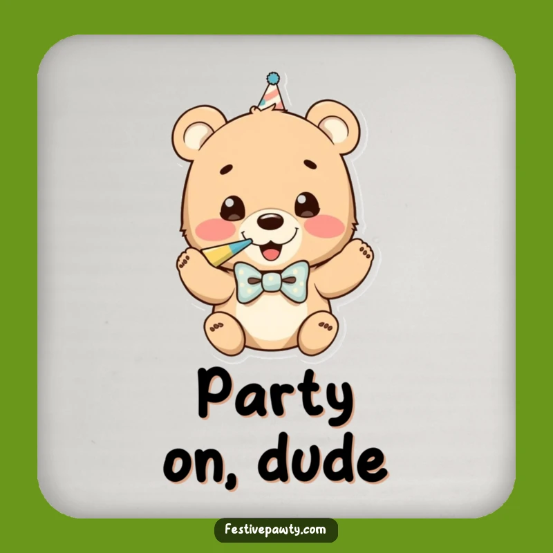 Funny Bear Cub Party Horn Coaster: Protect Surfaces with Humorous Charm