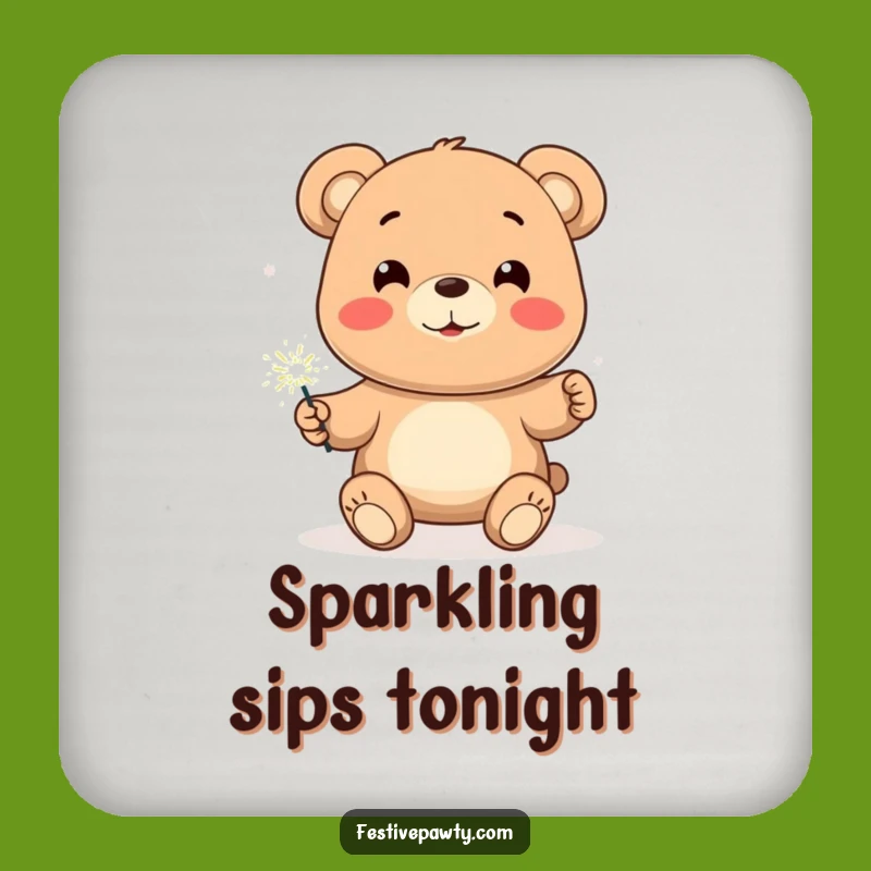 Funny Bear Sparkler Coaster Set: Protect Surfaces, Festive Gift
