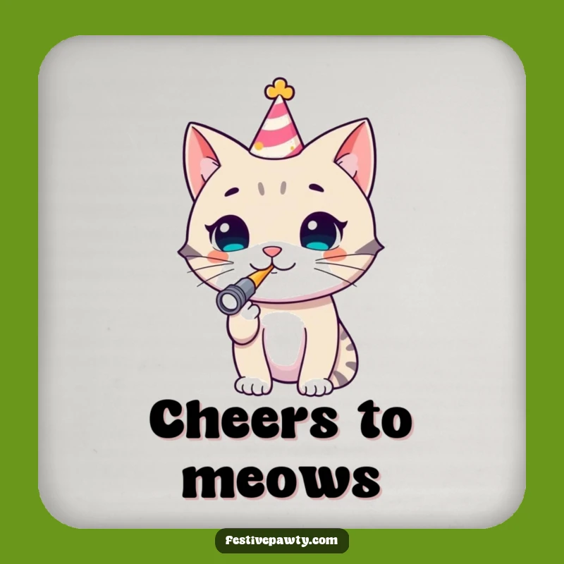 Funny Cat Party Coaster Set: Protect Surfaces with Hilarious Celebration Style