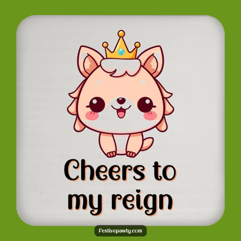 Funny Festive Animal Coaster: Sparkly Crown for Cheerful Drinks