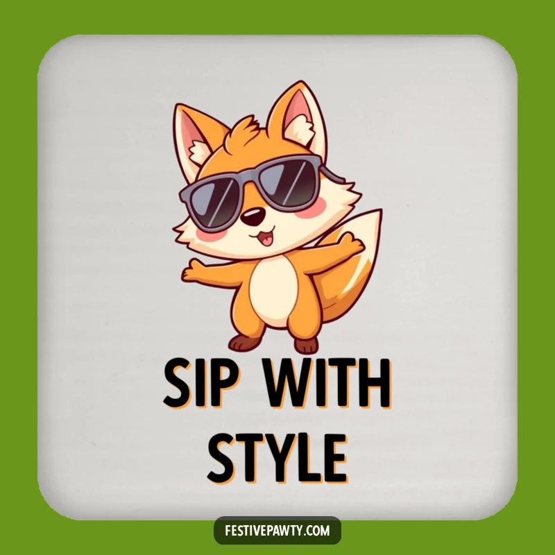 Funny Fox Sunglasses Coaster Set: Cool Groovy Decor!