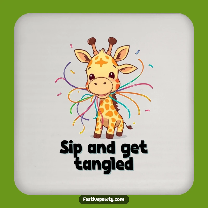 Funny Giraffe Streamer Coaster - Party Protection, Giftable Fun!