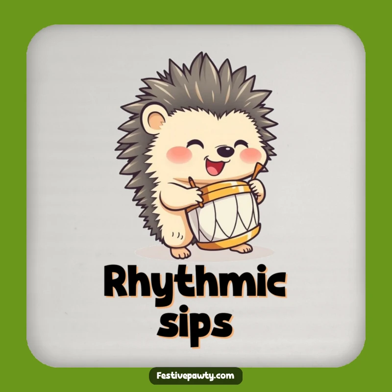 Funny Hedgehog Drumming Coaster: Hilarious Protection with Rhythm