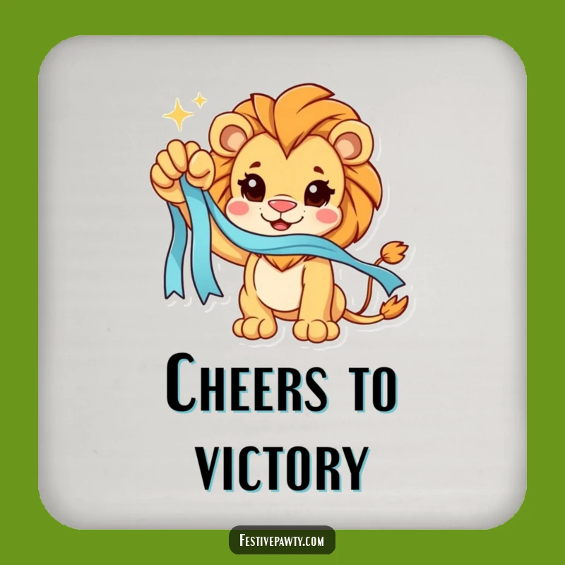 Funny Lion Victory Coaster: Protect Surfaces with Regal Flair, Perfect Gift