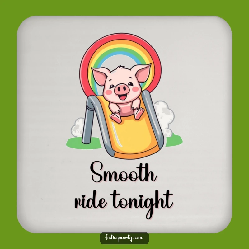 Funny Pig Rainbow Slide Drink Coaster: Protect Surfaces with this Fun & Funny Gift