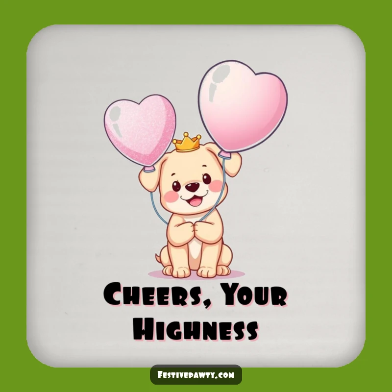 Funny Puppy King Drink Coaster: Cute Crowned Dog Decor, a Royal Funny Gift!