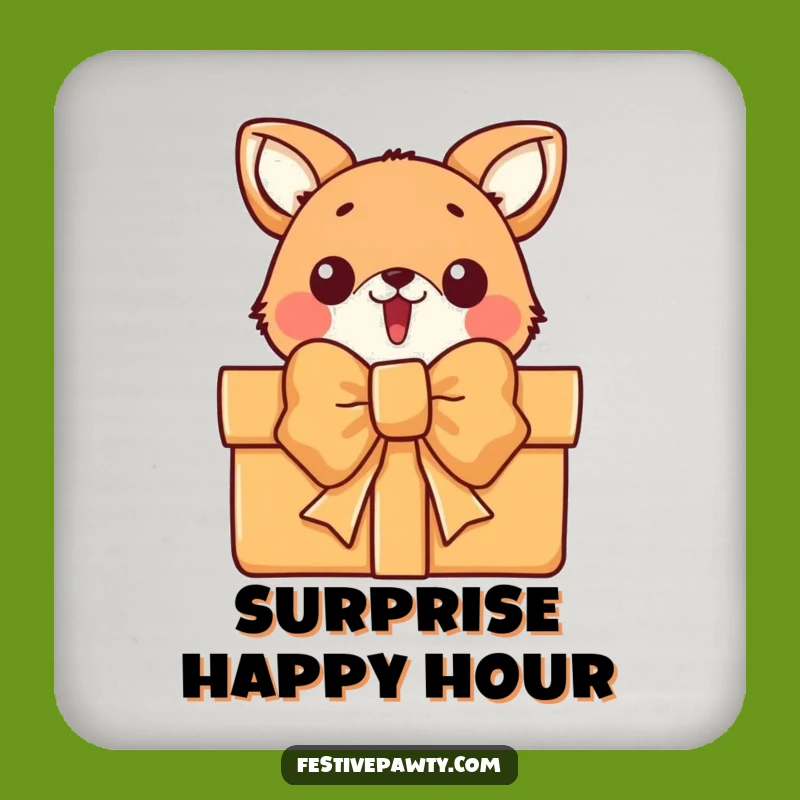 Funny Surprised Animal Gift Drink Coaster - Protect Surfaces Funny Gift