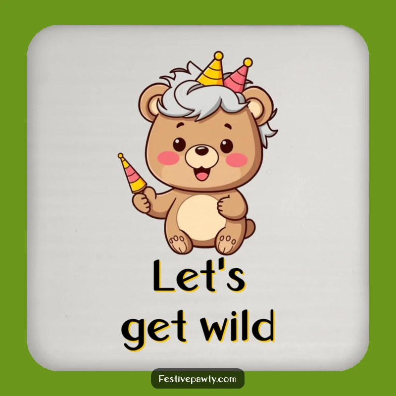 Funny Bear Wig Coaster Set: Hilarious Party Decor for Your Table!