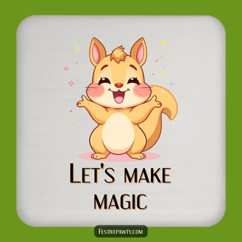 Funny Squirrel Drink Coaster - Ecstatic Glitter Party Accessory Gift