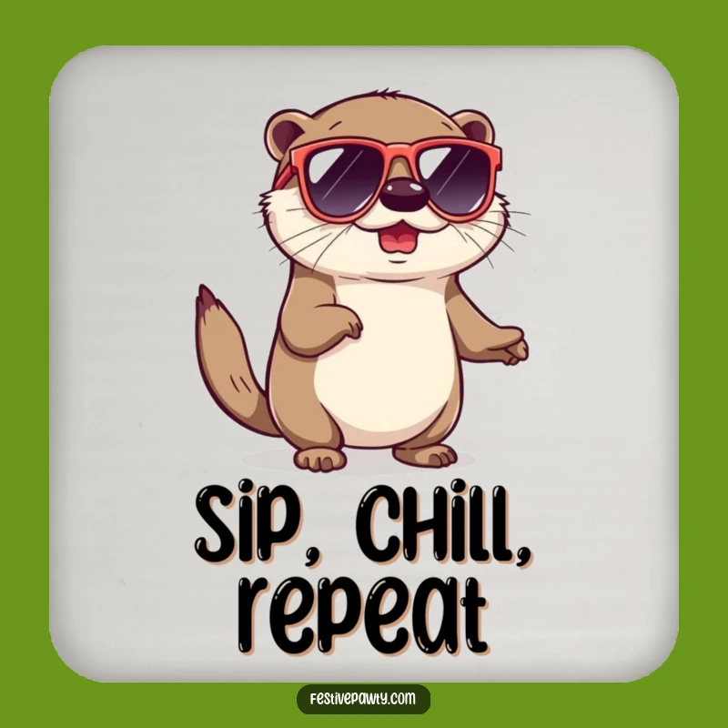 Funny Otter Sunglasses Coaster: Protect Surfaces with Cool Humor
