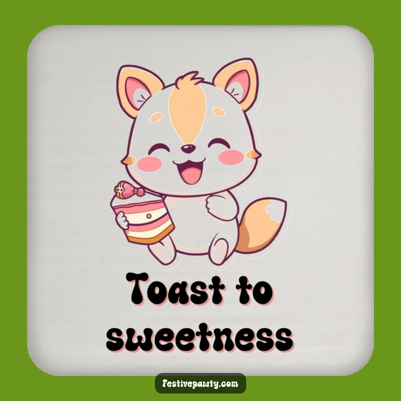 Funny Enthusiastic Animal Cake Drink Coaster - Protect Surfaces Funny Gift