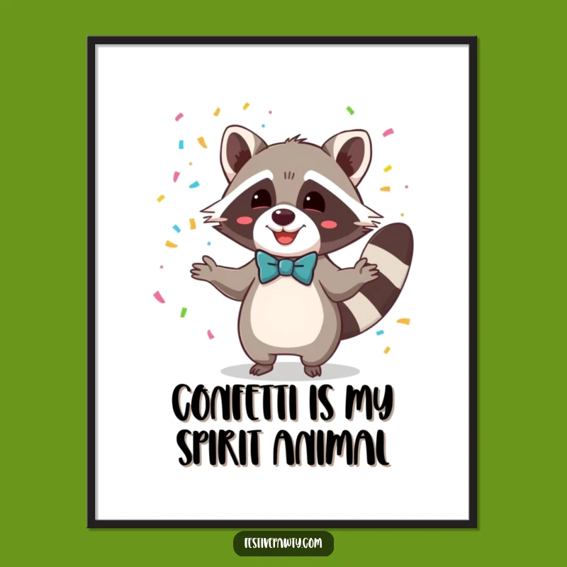 Funny Raccoon Bowtie Confetti Poster: Decorate Your Walls with Laughter