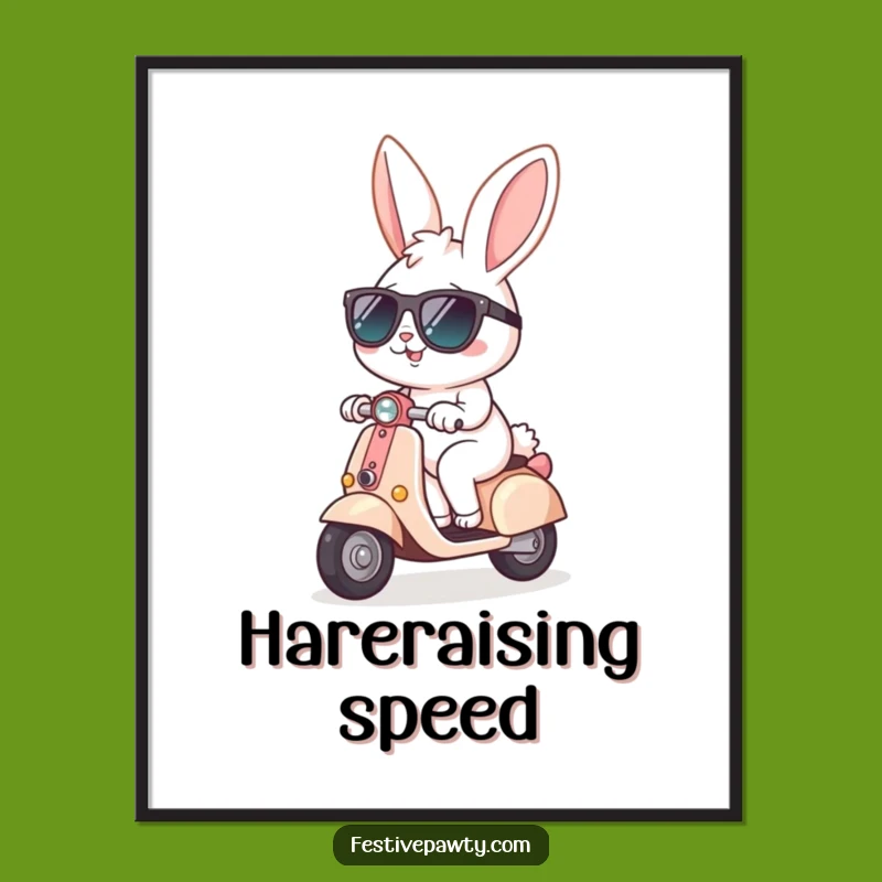 Funny Bunny Scooter Poster: Cool Sunglasses Rabbit Art, a Breezy Funny Gift for Walls!