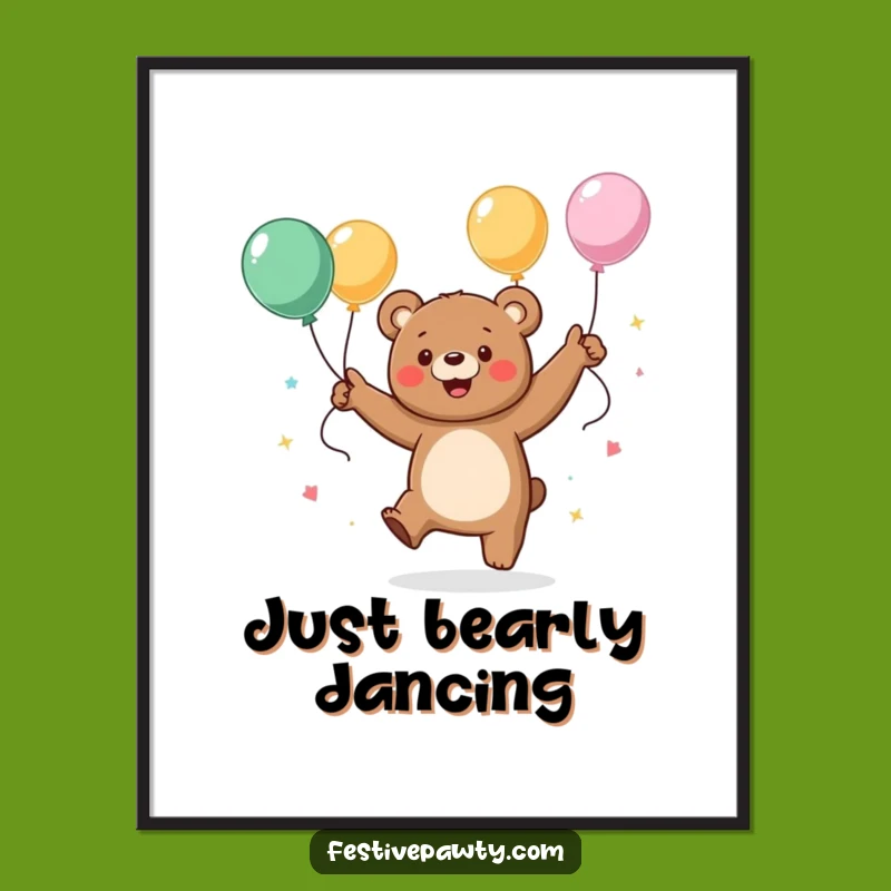 Funny Dancing Bear Poster: Energetic Party Art for Vibrant Spaces