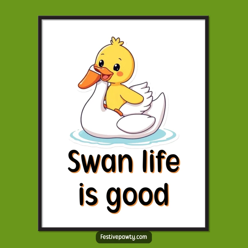 Funny Duck Swan Float Poster: Decorate with Delight, a Hilarious Funny Art Gift