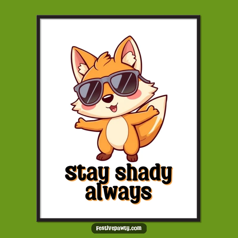Funny Fox Grooving Poster: Cool Sunglasses Character Wall Art!