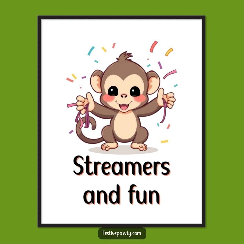 Funny Monkey Streamer Poster: Decorate with Merriment, a Hilarious Funny Art Gift