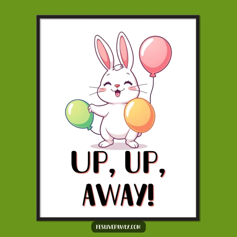 Funny Rabbit Joy Poster: Playful Juggler Balloon Art Print