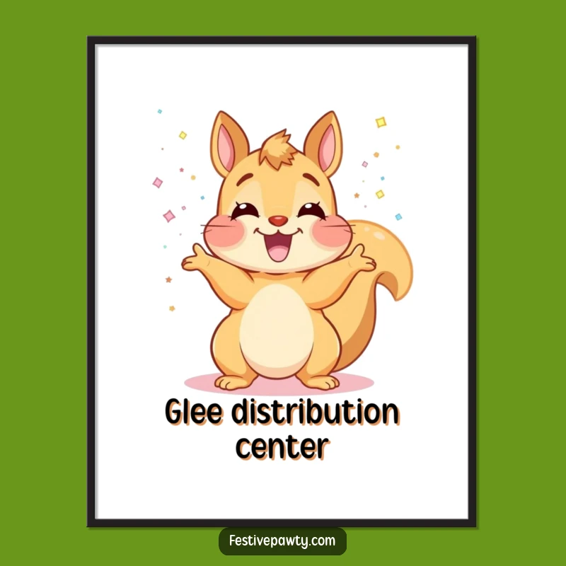 Funny Squirrel Glitter Poster - Ecstatic Wall Art Gift